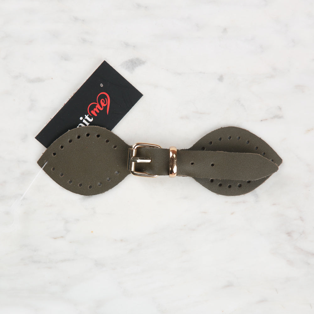 Knitme Gerçek Deri Kelebek Böce 14 cm Haki BA-0030